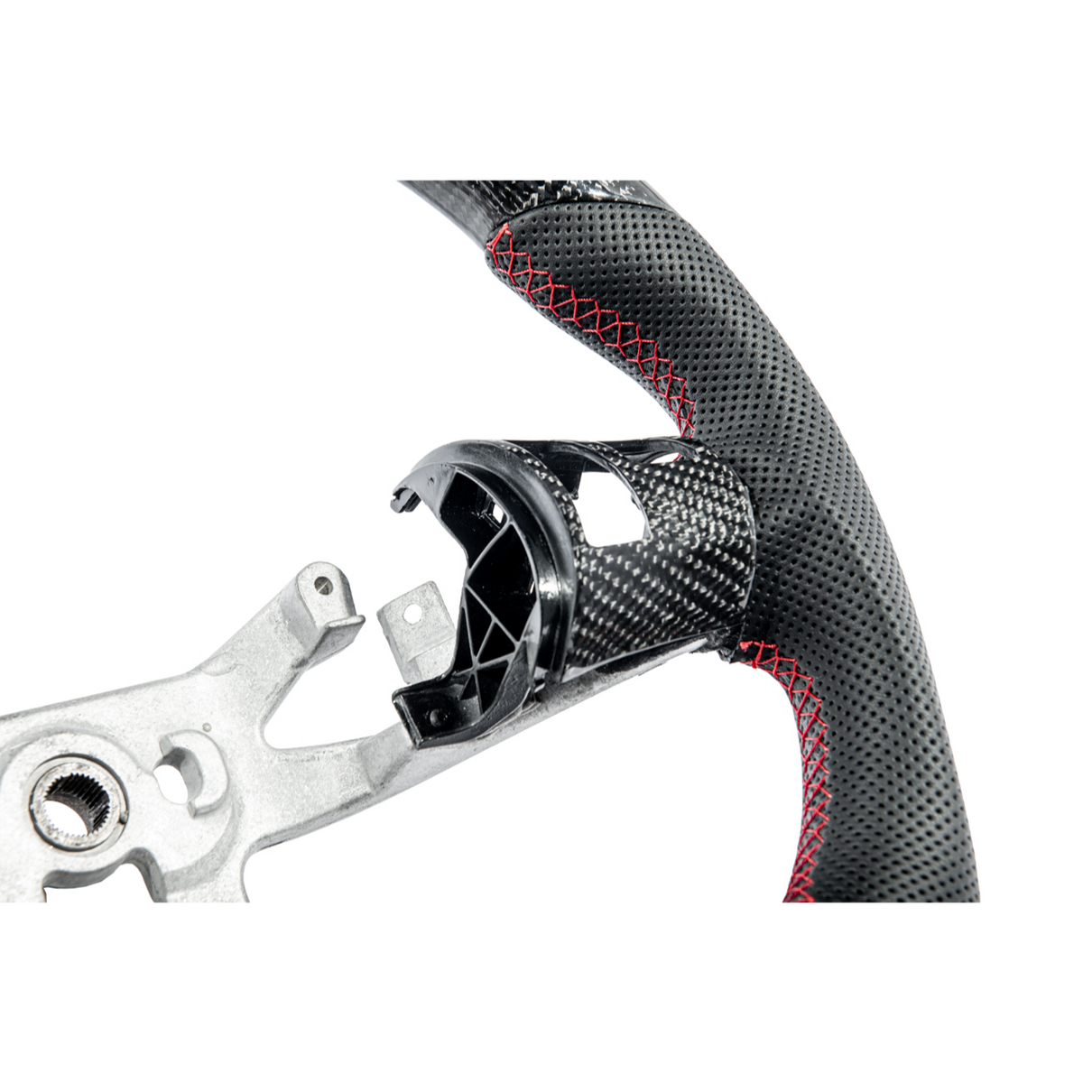 2006-13 Corvette C6 CARBON FIBER Perforated Leather Red Stripe Steering Wheel image 34