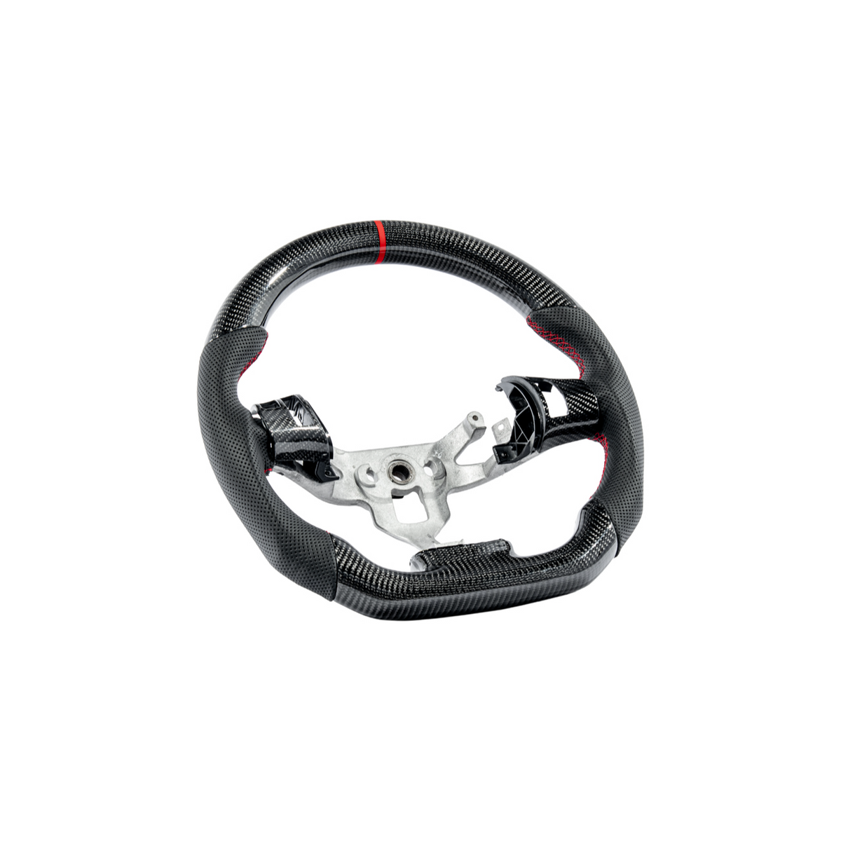 2006-13 Corvette C6 CARBON FIBER Perforated Leather Red Stripe Steering Wheel image 29