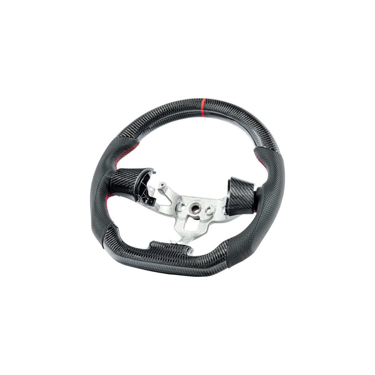 2006-13 Corvette C6 CARBON FIBER Perforated Leather Red Stripe Steering Wheel image 12