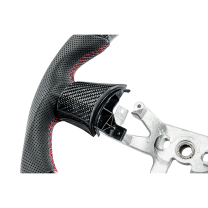 2006-13 Corvette C6 CARBON FIBER Perforated Leather Red Stripe Steering Wheel image 16