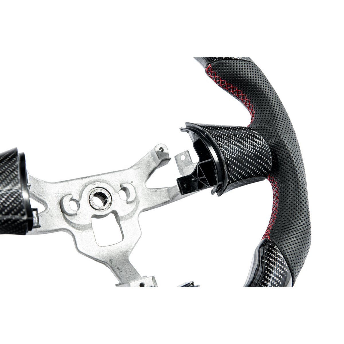 2006-13 Corvette C6 CARBON FIBER Perforated Leather Red Stripe Steering Wheel image 18