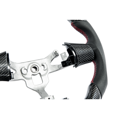 2006-13 Corvette C6 CARBON FIBER Perforated Leather Red Stripe Steering Wheel image 18