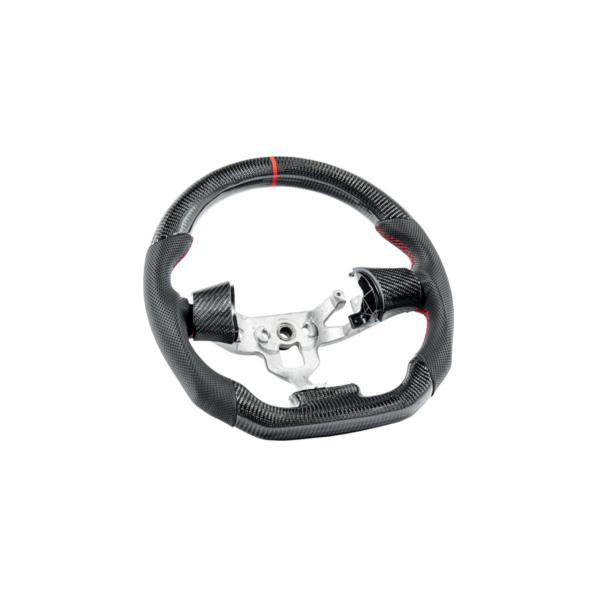 2006-13 Corvette C6 CARBON FIBER Perforated Leather Red Stripe Steering Wheel image 11