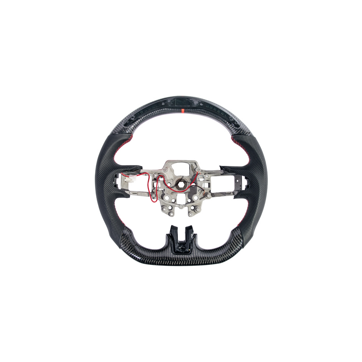 2015-23 Mustang Black Leather Red Stitching Carbon Fiber Steering Wheel image 56