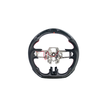 2015-23 Mustang Black Leather Red Stitching Carbon Fiber Steering Wheel image 56