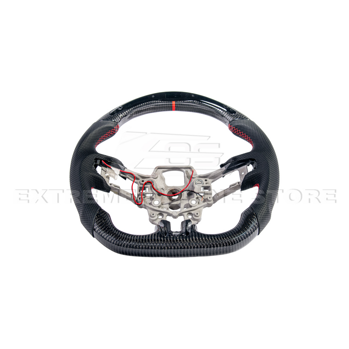 2015-23 Mustang Black Leather Red Stitching Carbon Fiber Steering Wheel image 60