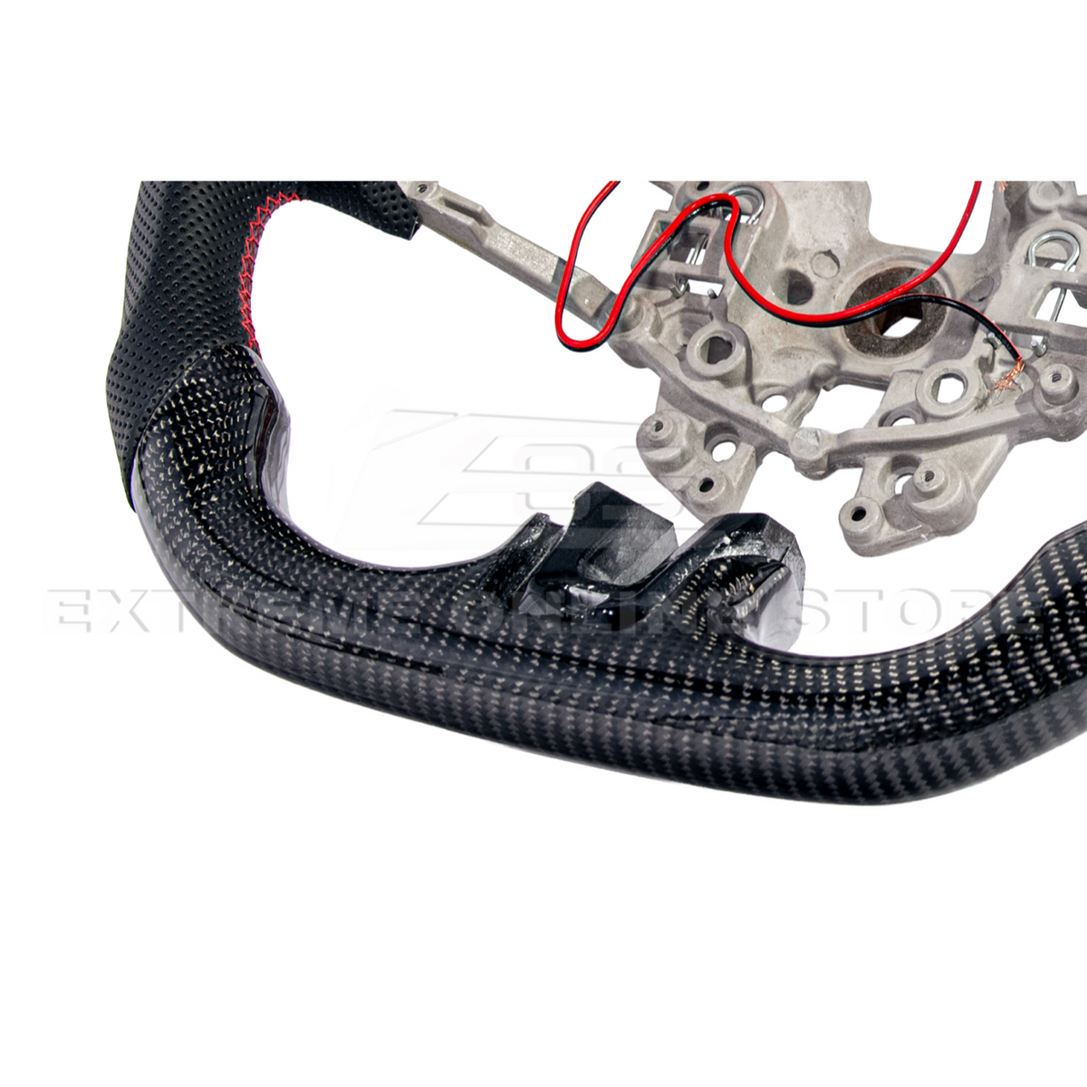 2015-23 Mustang Black Leather Red Stitching Carbon Fiber Steering Wheel image 61