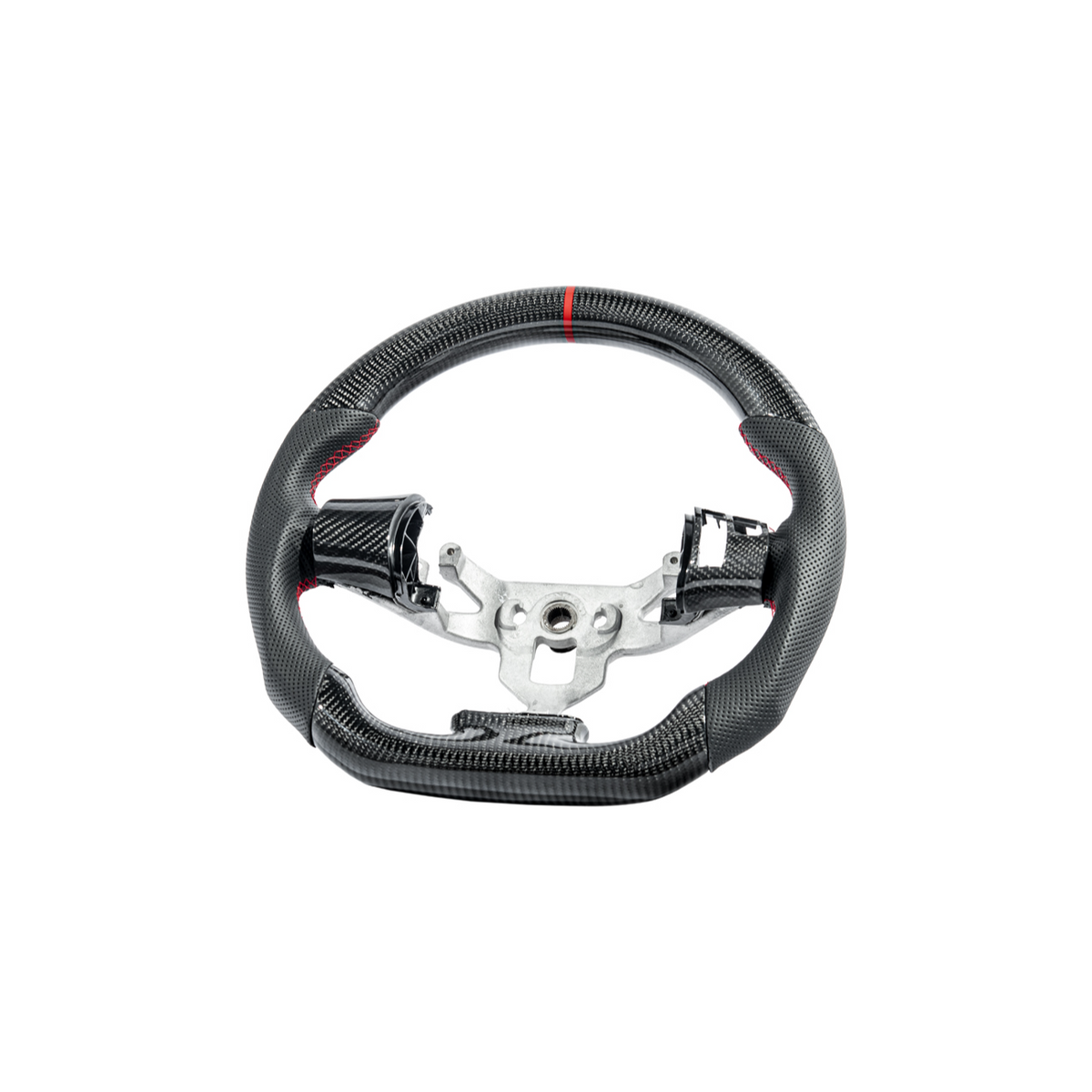 2006-13 Corvette C6 CARBON FIBER Perforated Leather Red Stripe Steering Wheel image 21