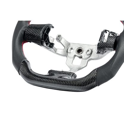 2006-13 Corvette C6 CARBON FIBER Perforated Leather Red Stripe Steering Wheel image 25