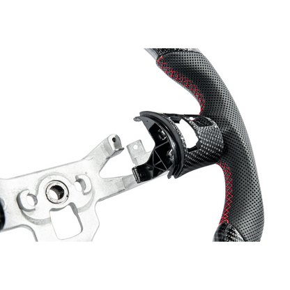 2006-13 Corvette C6 CARBON FIBER Perforated Leather Red Stripe Steering Wheel image 26