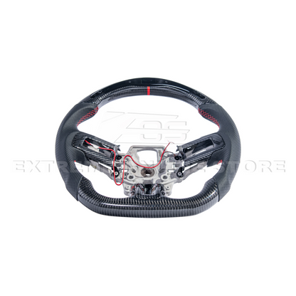 2015-23 Mustang Black Leather Red Stitching Carbon Fiber Steering Wheel image 64