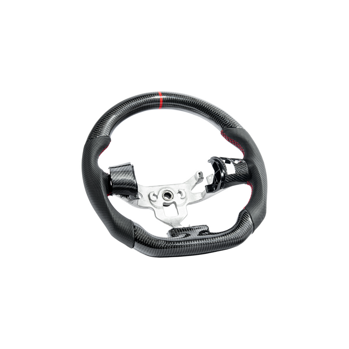 2006-13 Corvette C6 CARBON FIBER Perforated Leather Red Stripe Steering Wheel image 20