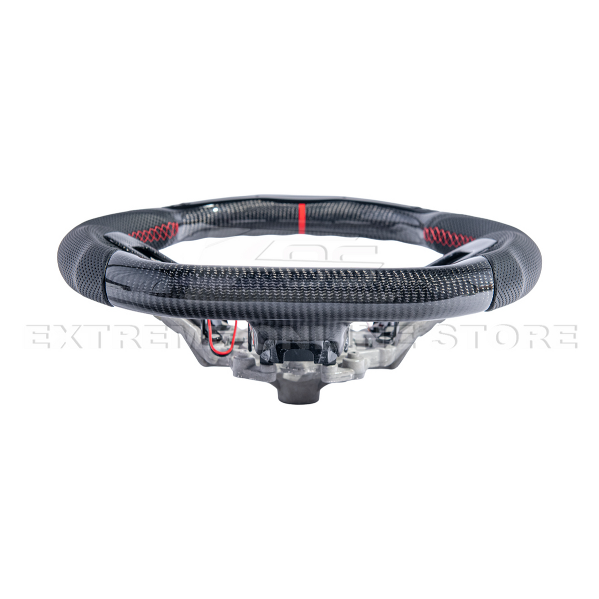 2015-23 Mustang Black Leather Red Stitching Carbon Fiber Steering Wheel image 65
