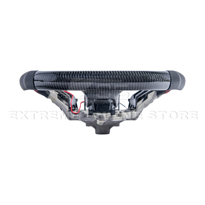 2015-23 Mustang Black Leather Red Stitching Carbon Fiber Steering Wheel image 66