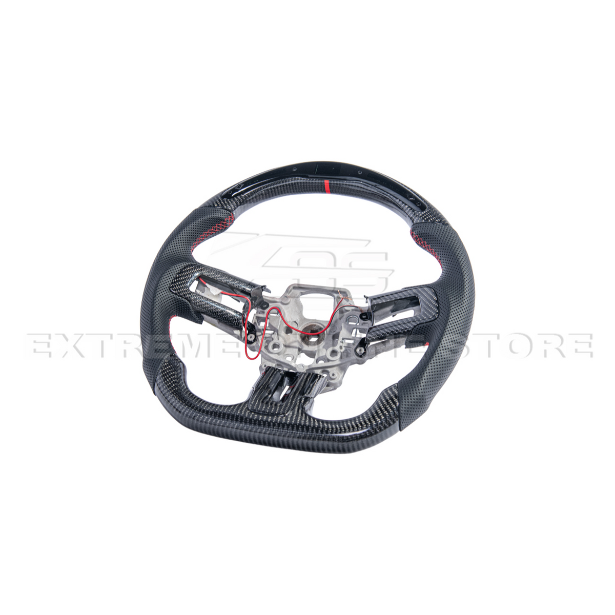 2015-23 Mustang Black Leather Red Stitching Carbon Fiber Steering Wheel image 68