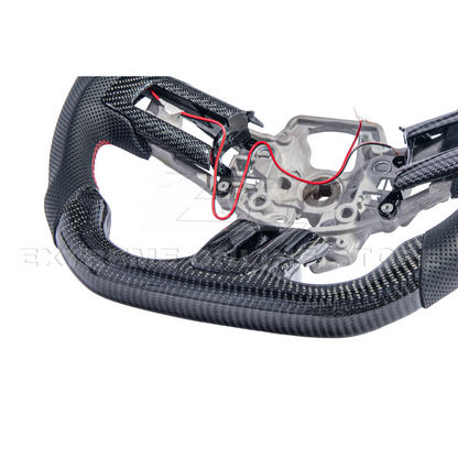 2015-23 Mustang Black Leather Red Stitching Carbon Fiber Steering Wheel image 69