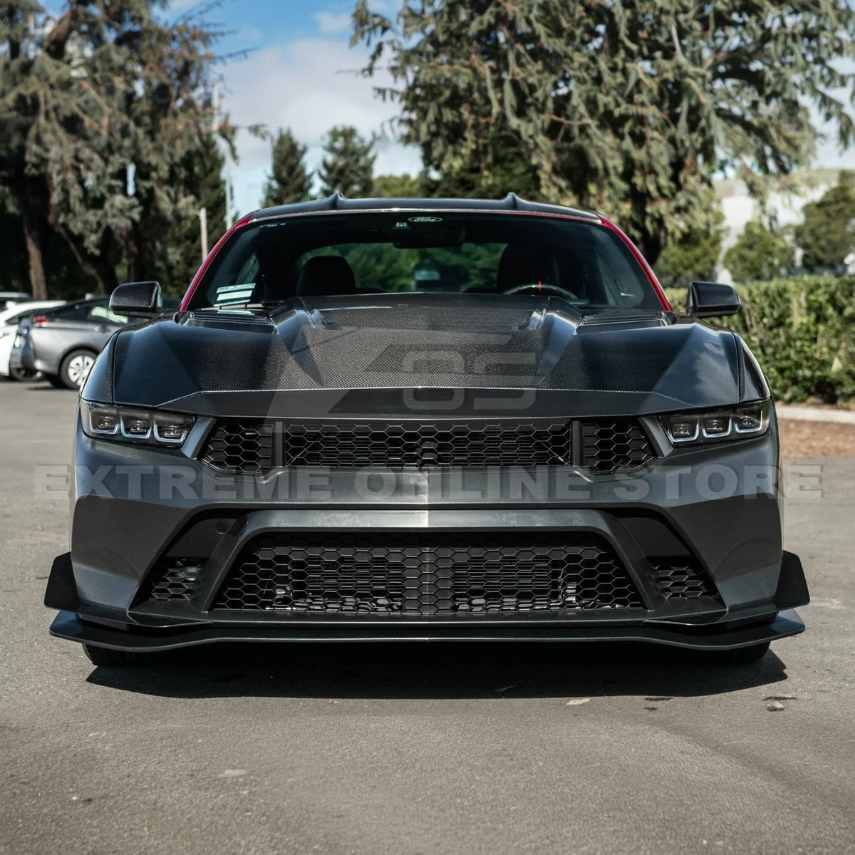 2024-Up Mustang GTD Style Full Conversion Primed Front Bumper Cover Grille Lip image 6