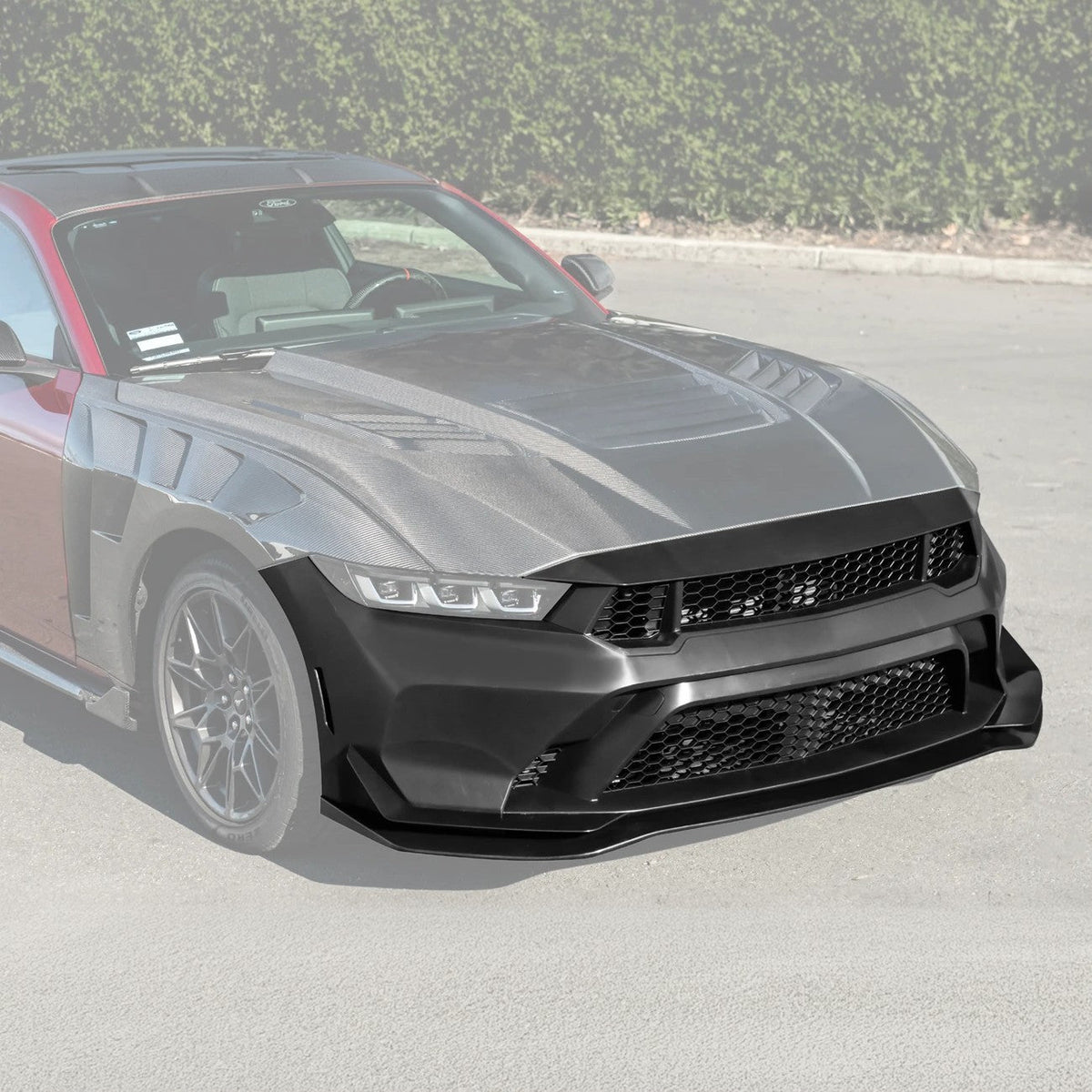 2024-Up Mustang GTD Style Full Conversion Primed Front Bumper Cover Grille Lip image 3