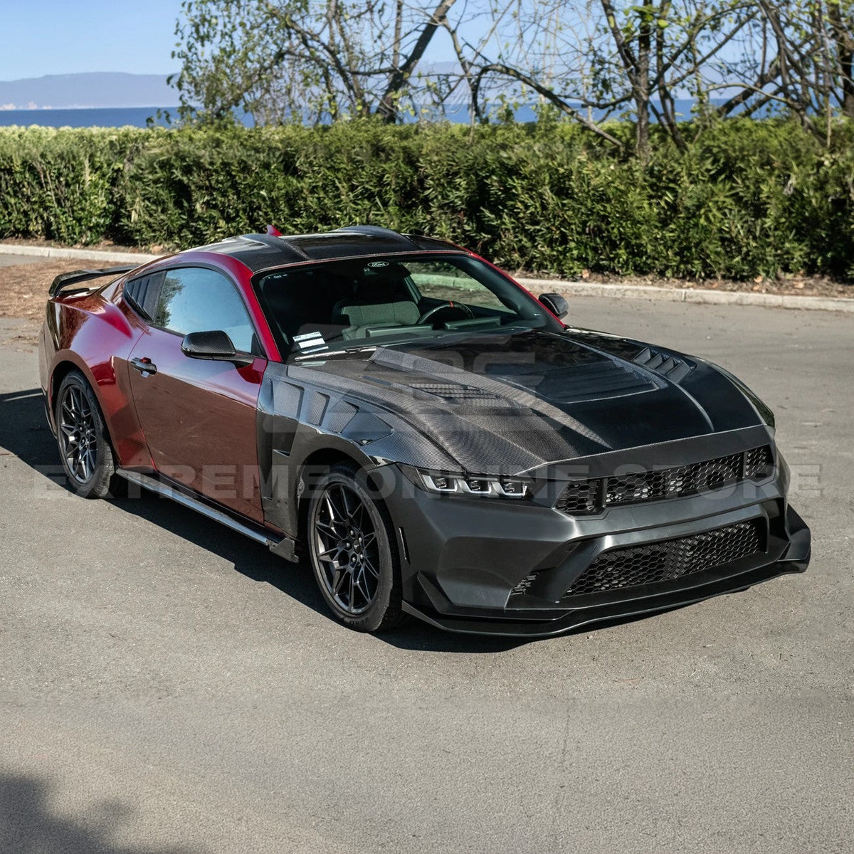 2024-Up Mustang GTD Style Full Conversion Primed Front Bumper Cover Grille Lip image 8