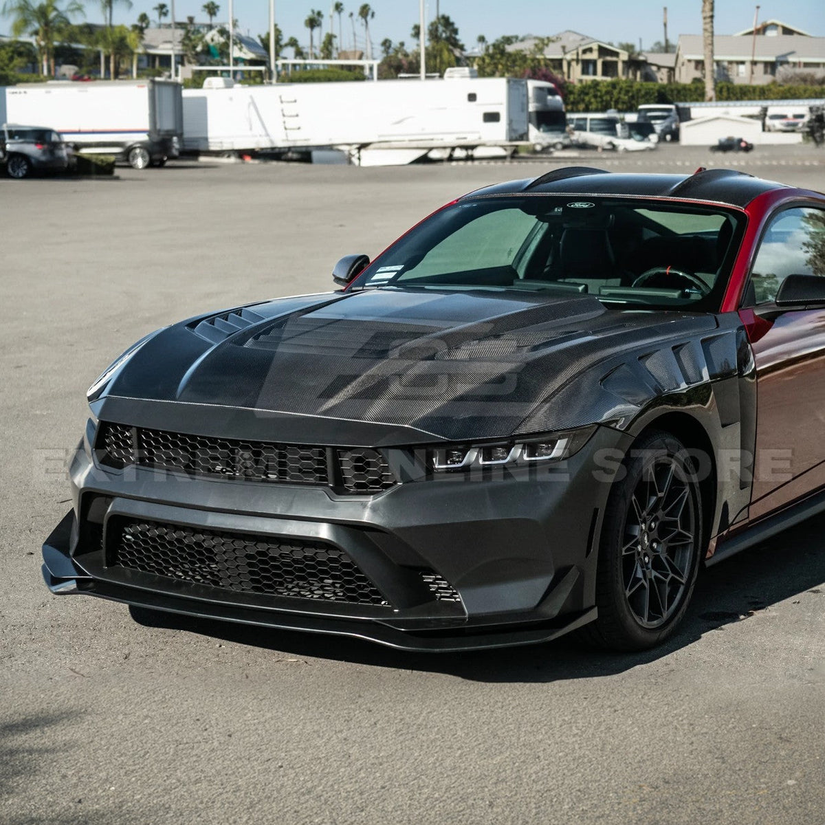 2024-Up Mustang GTD Style Full Conversion Primed Front Bumper Cover Grille Lip image 5