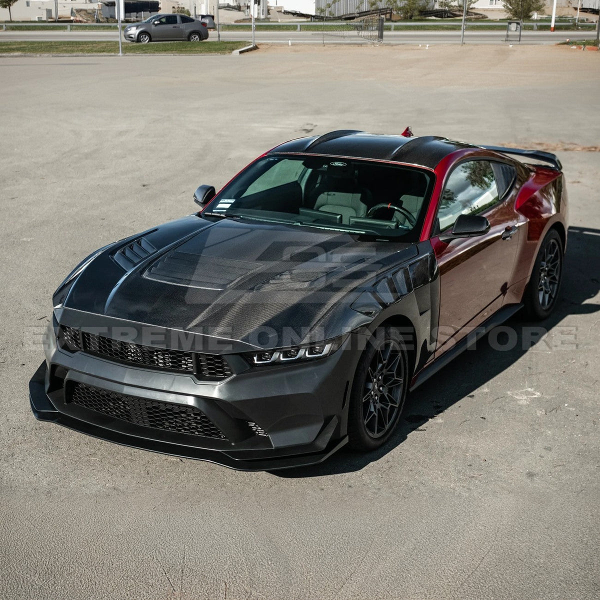 2024-Up Mustang GTD Style Full Conversion Primed Front Bumper Cover Grille Lip image 4