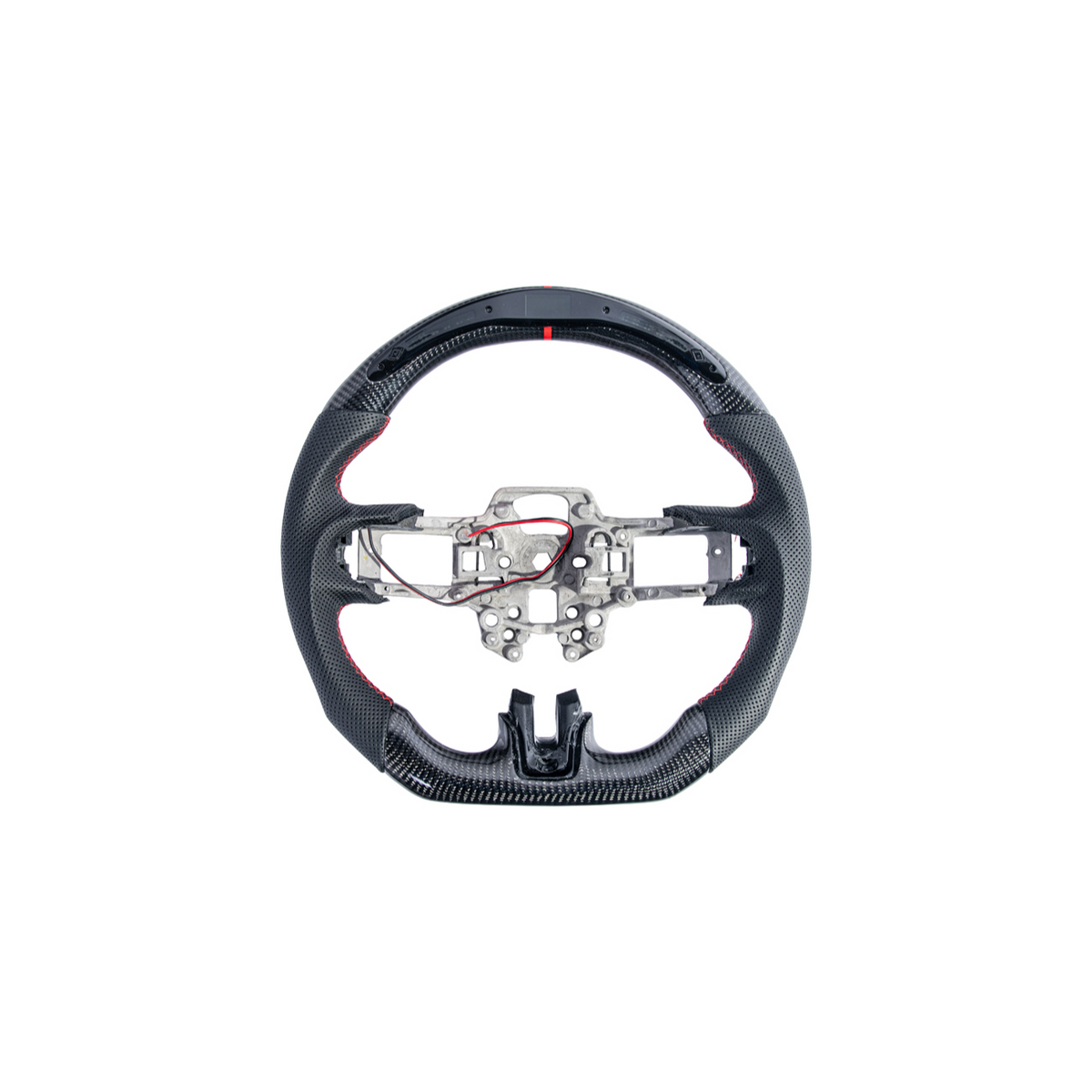2015-23 Mustang Black Leather Red Stitching Carbon Fiber Steering Wheel image 70