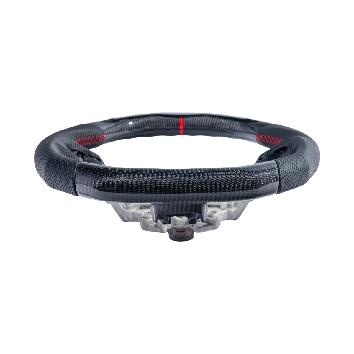 2015-23 Mustang Black Leather Red Stitching Carbon Fiber Steering Wheel image 71