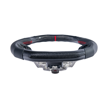 2015-23 Mustang Black Leather Red Stitching Carbon Fiber Steering Wheel image 71