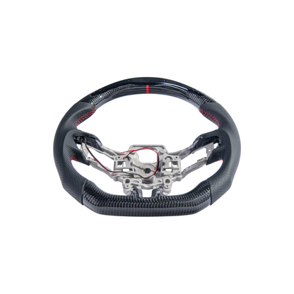 2015-23 Mustang Black Leather Red Stitching Carbon Fiber Steering Wheel image 74