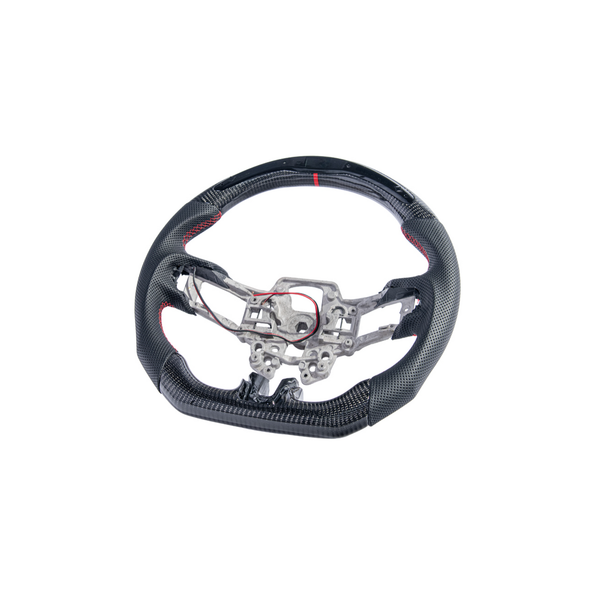2015-23 Mustang Black Leather Red Stitching Carbon Fiber Steering Wheel image 75