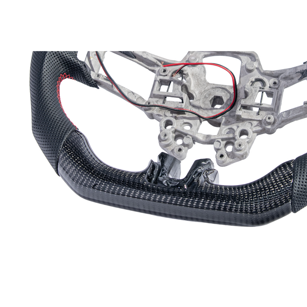2015-23 Mustang Black Leather Red Stitching Carbon Fiber Steering Wheel image 76