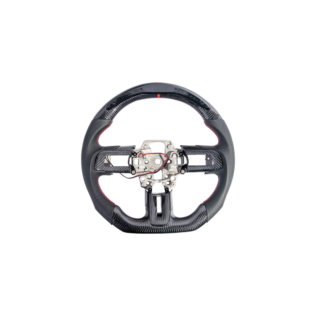 2015-23 Mustang Black Leather Red Stitching Carbon Fiber Steering Wheel image 77