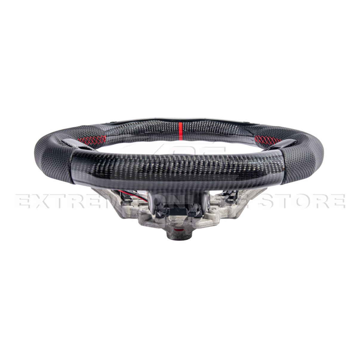 2015-23 Mustang Black Leather Red Stitching Carbon Fiber Steering Wheel image 78