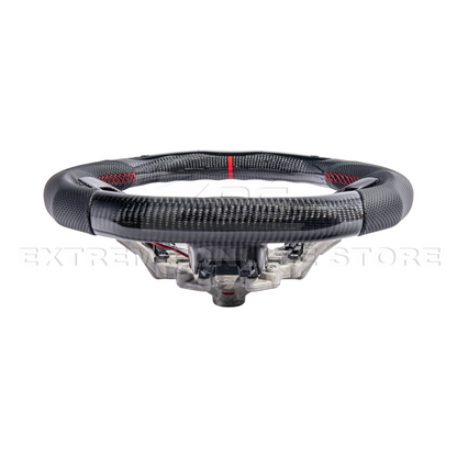 2015-23 Mustang Black Leather Red Stitching Carbon Fiber Steering Wheel image 78