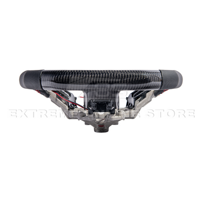 2015-23 Mustang Black Leather Red Stitching Carbon Fiber Steering Wheel image 79
