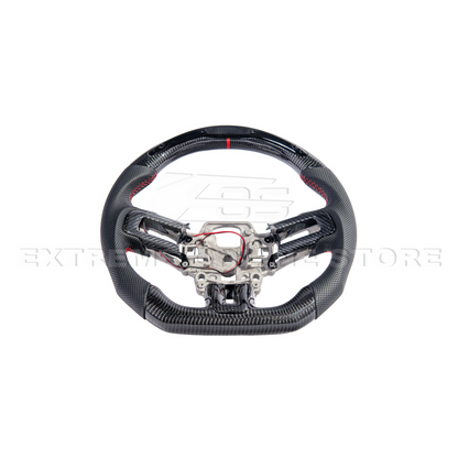 2015-23 Mustang Black Leather Red Stitching Carbon Fiber Steering Wheel image 81