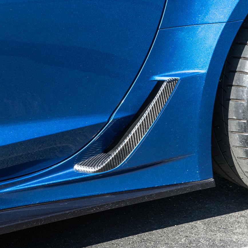 Corvette C7 Z06 DRY CARBON FIBER Side Rocker Panel Brake Scoop Vent Covers image 1