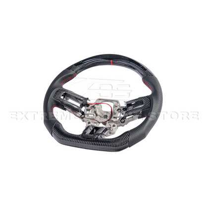 2015-23 Mustang Black Leather Red Stitching Carbon Fiber Steering Wheel image 82