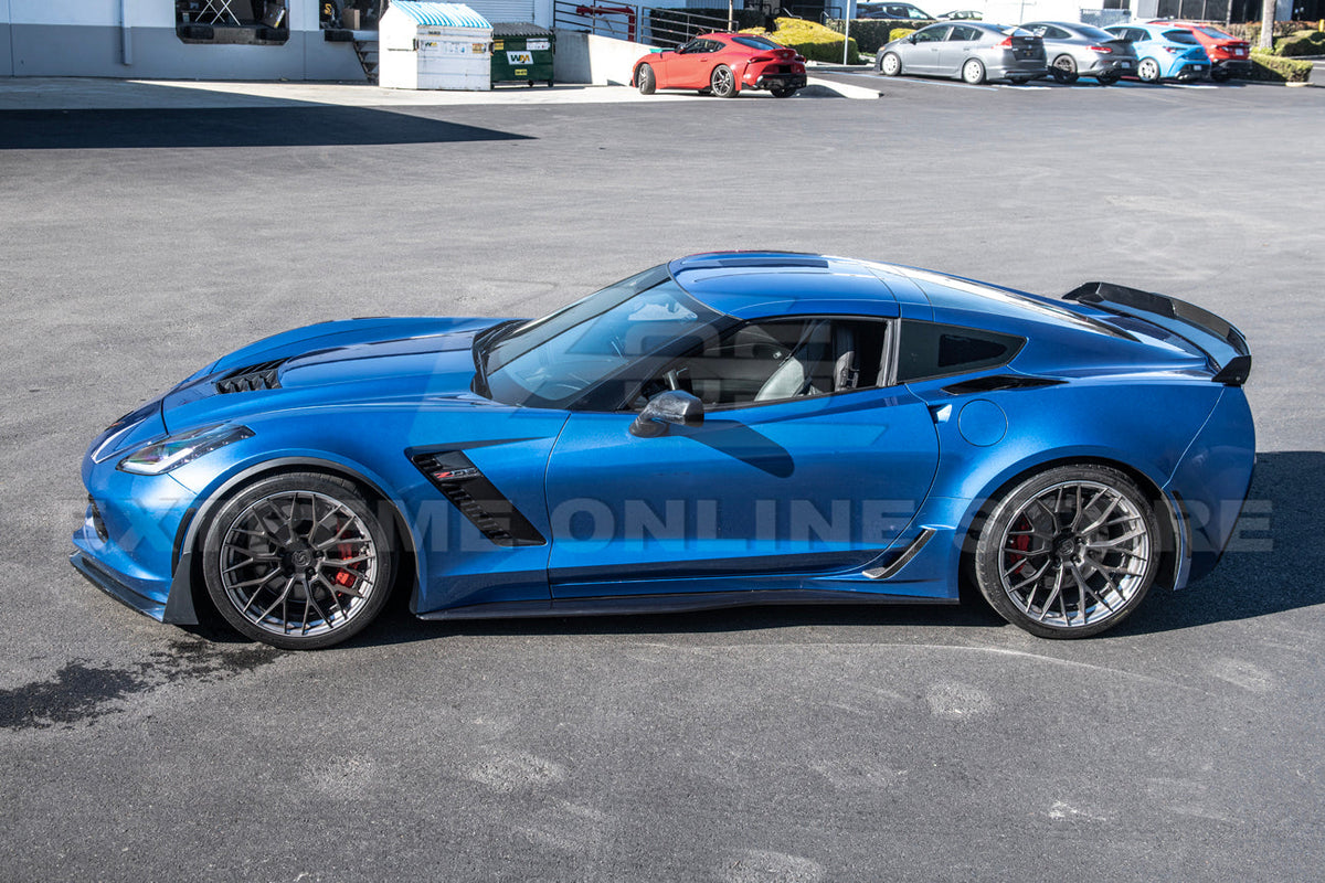 Corvette C7 Z06 DRY CARBON FIBER Side Rocker Panel Brake Scoop Vent Covers image 4