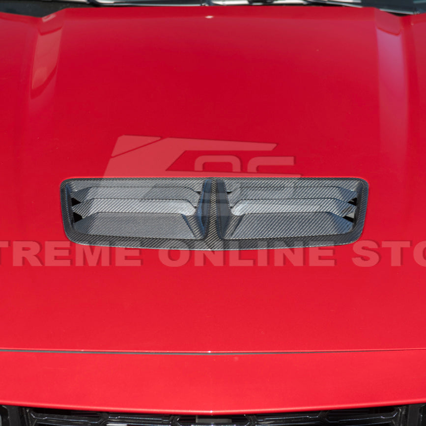 2024-Up Ford Mustang DRY CARBON FIBER Front Upper Hood Vent Insert Cover image 12