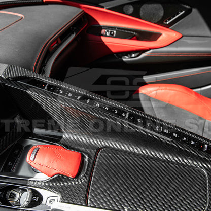 Corvette C8 DRY CARBON FIBER Center Console Armrest Right Trim Panel image 12