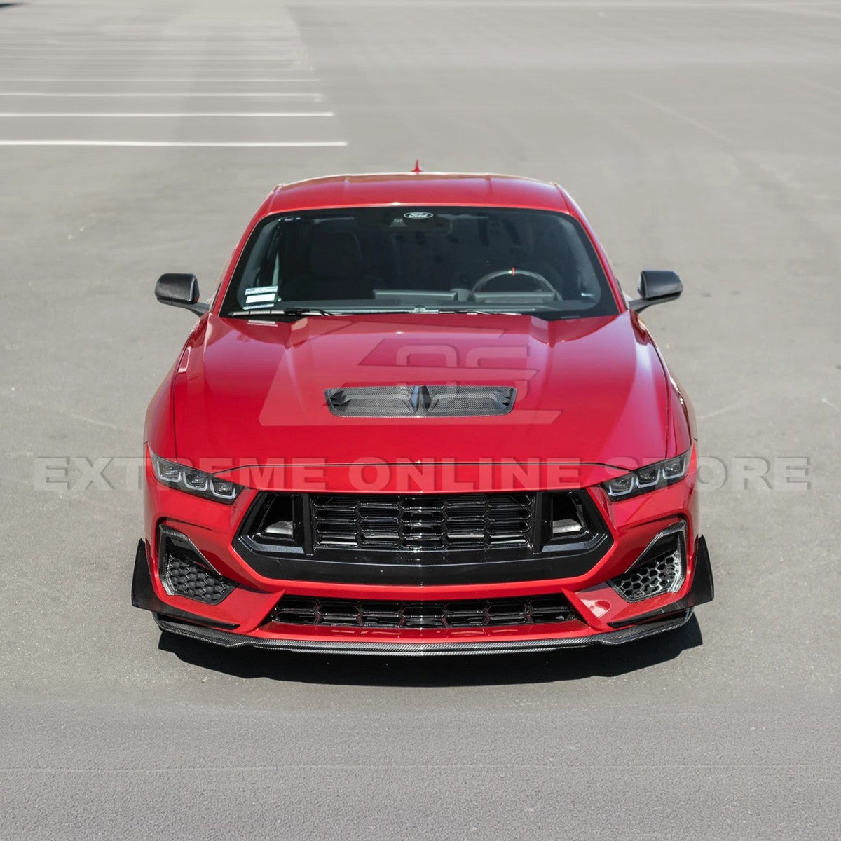 2024-Up Ford Mustang DRY CARBON FIBER Front Upper Hood Vent Insert Cover image 5