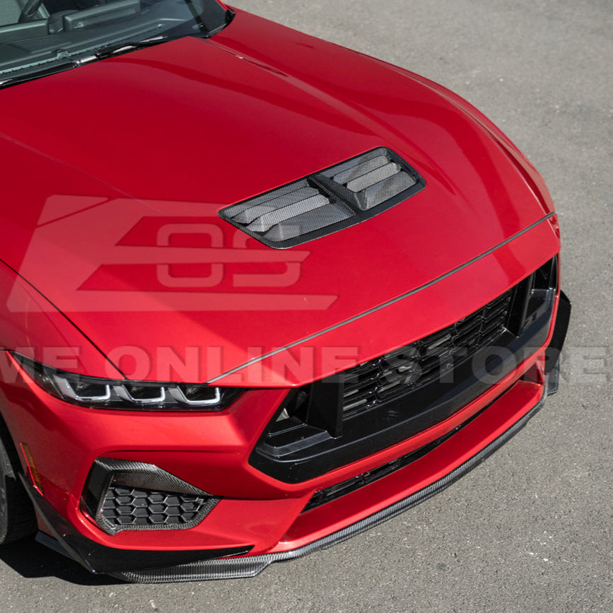 2024-Up Ford Mustang DRY CARBON FIBER Front Upper Hood Vent Insert Cover image 8