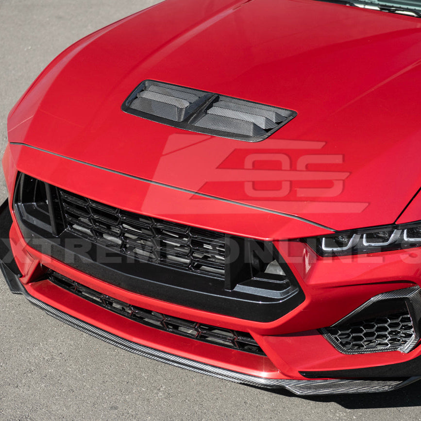 2024-Up Ford Mustang DRY CARBON FIBER Front Upper Hood Vent Insert Cover image 4