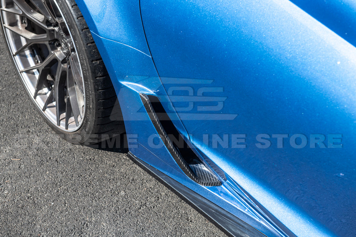 Corvette C7 Z06 DRY CARBON FIBER Side Rocker Panel Brake Scoop Vent Covers image 5