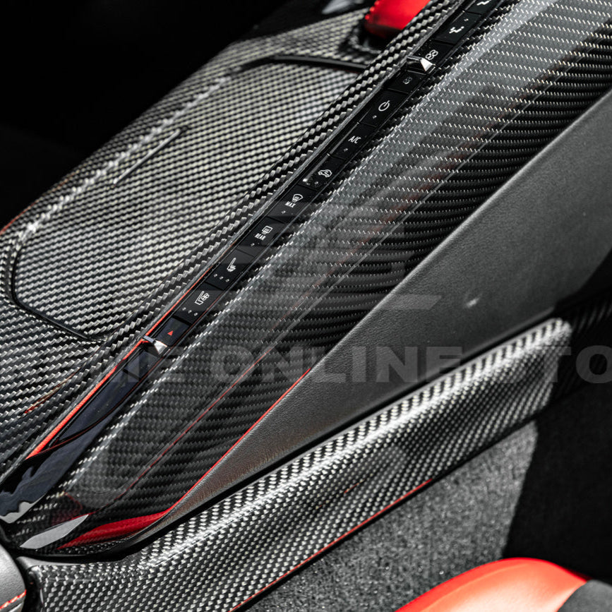 Corvette C8 DRY CARBON FIBER Center Console Armrest Right Trim Panel image 9