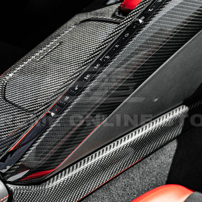 Corvette C8 DRY CARBON FIBER Center Console Armrest Right Trim Panel image 9