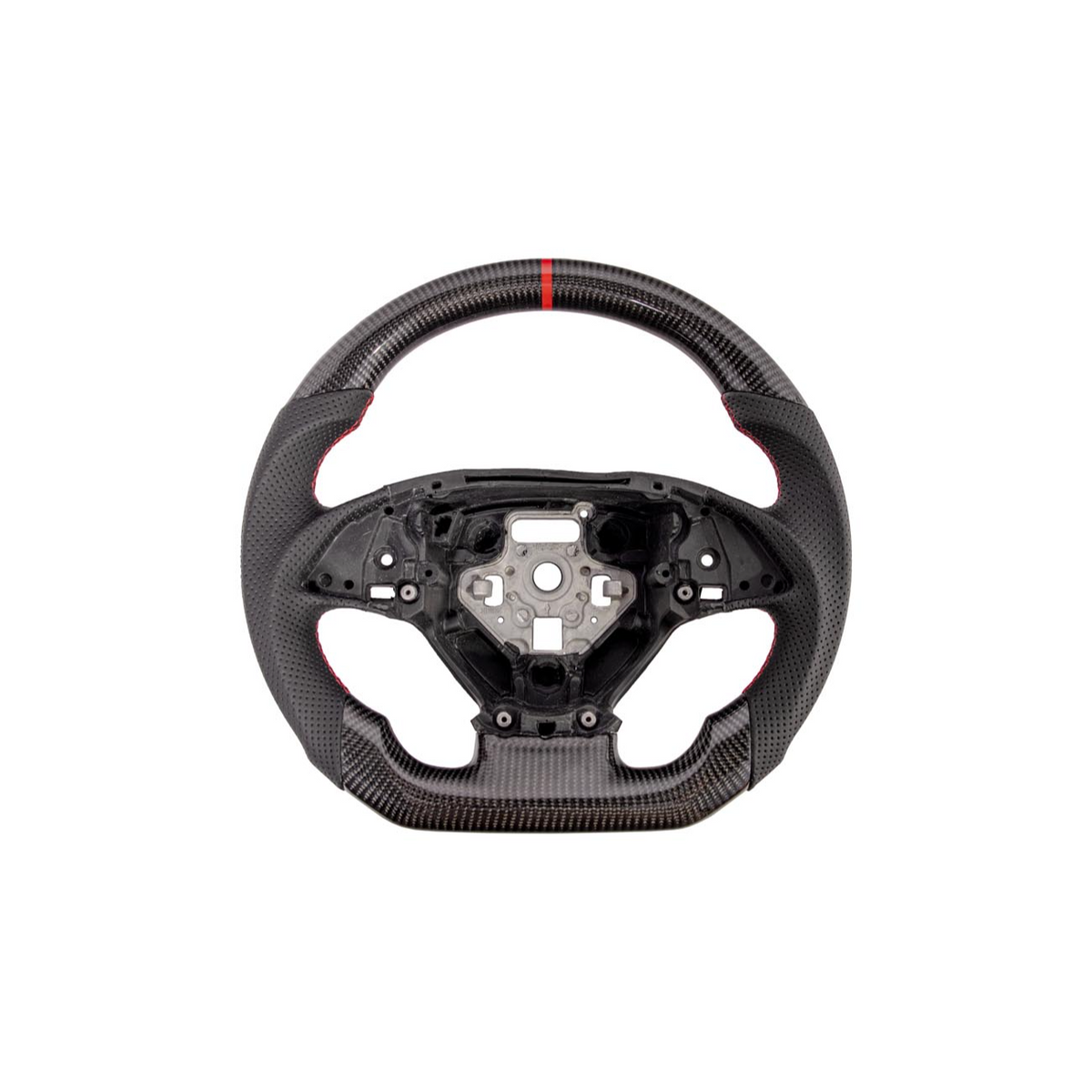 Chevrolet Corvette C7 Black Leather Red Stitching Carbon Fiber Steering Wheel image 1