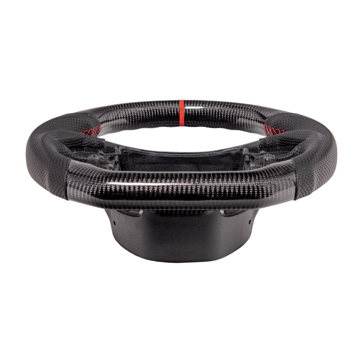 Chevrolet Corvette C7 Black Leather Red Stitching Carbon Fiber Steering Wheel image 6