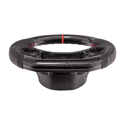 Chevrolet Corvette C7 Black Leather Red Stitching Carbon Fiber Steering Wheel image 6